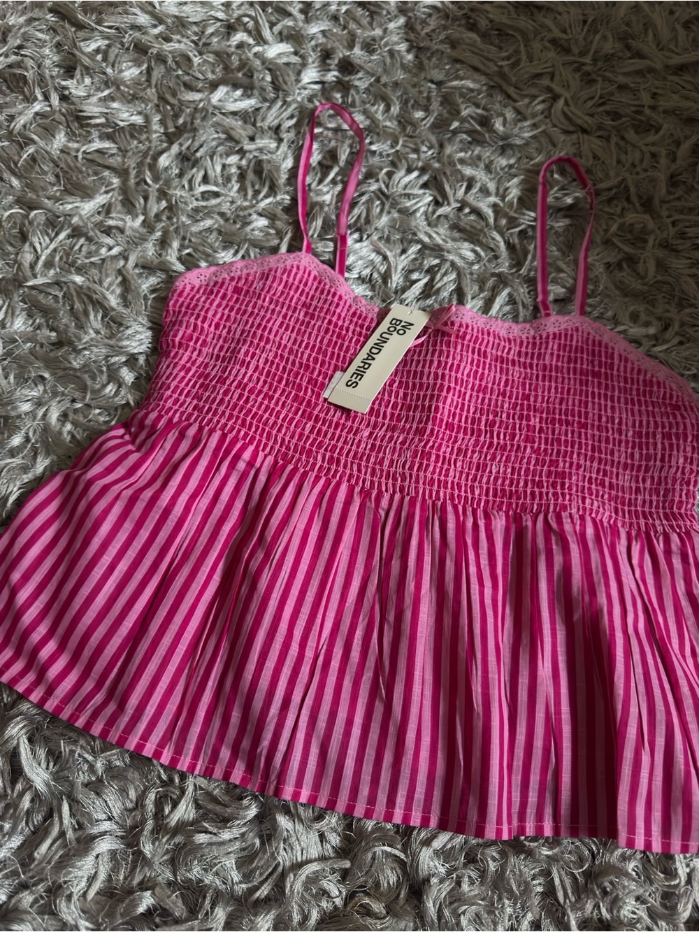 No Boundaries Pink Striped Smocked Cami large & xs left